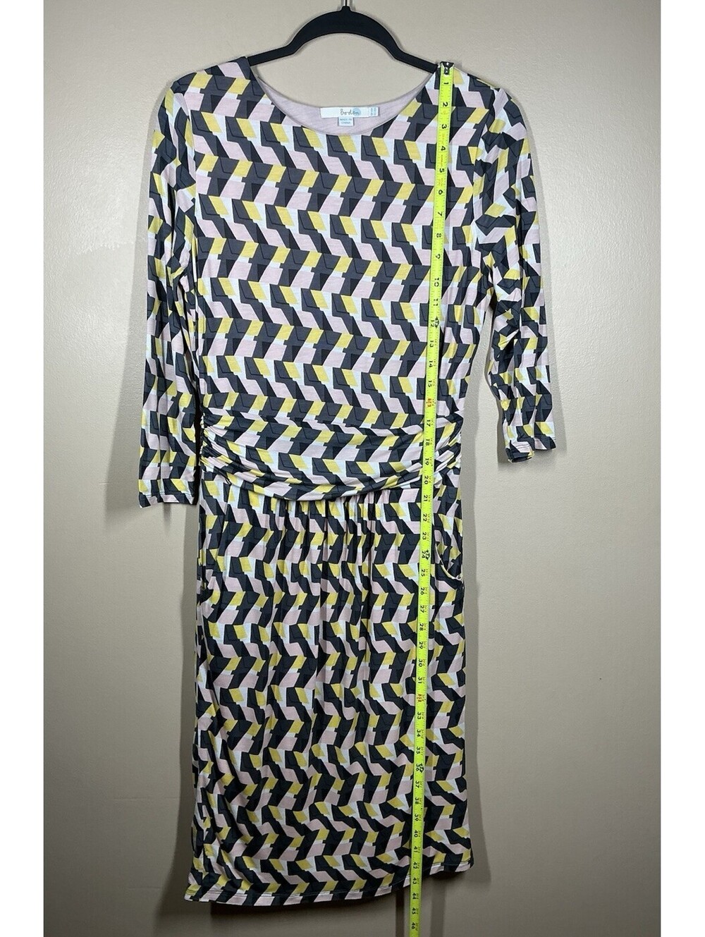 Boden Dress Woman Size 10 Pink, Black, Yellow, Geometric, Soft Modern Mommy - Picture 4 of 8